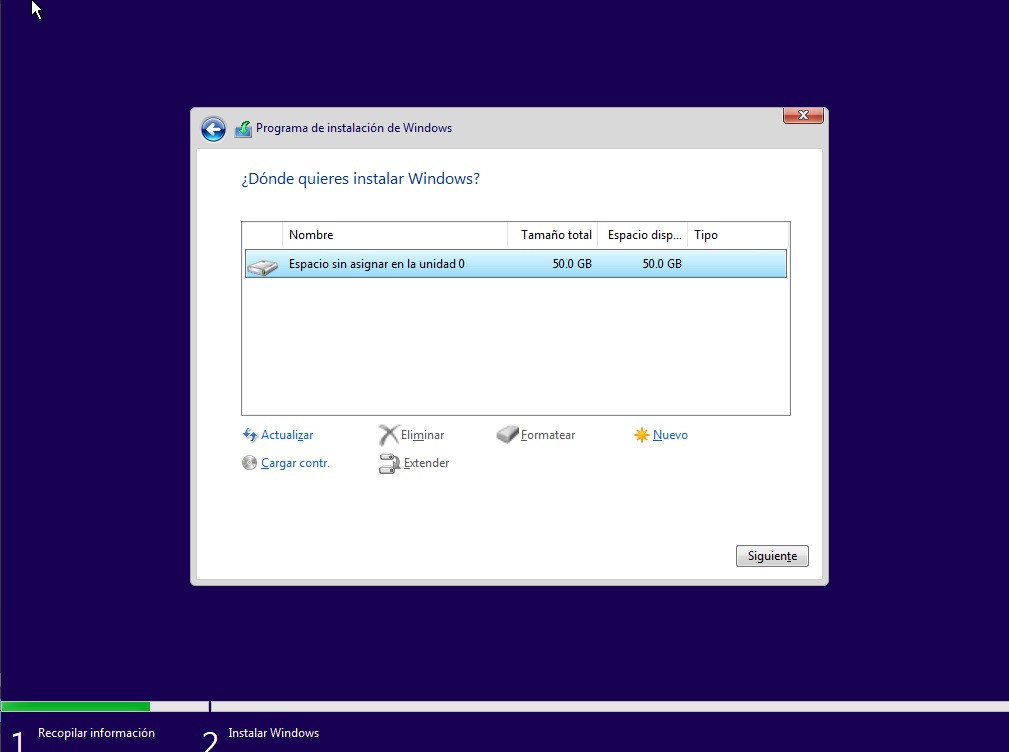 Pantalla de selección de ubicacion de instalación en el instalador de WinSlim 10 Captura de selector de ubicación de instalación en el instalador de WinSLim 10